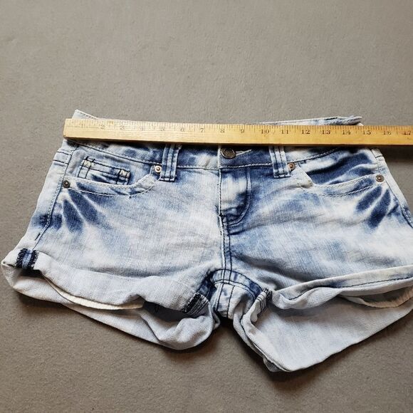 1st kiss stretch denim shorts flap pocket rolled hem - Picture 9 of 9